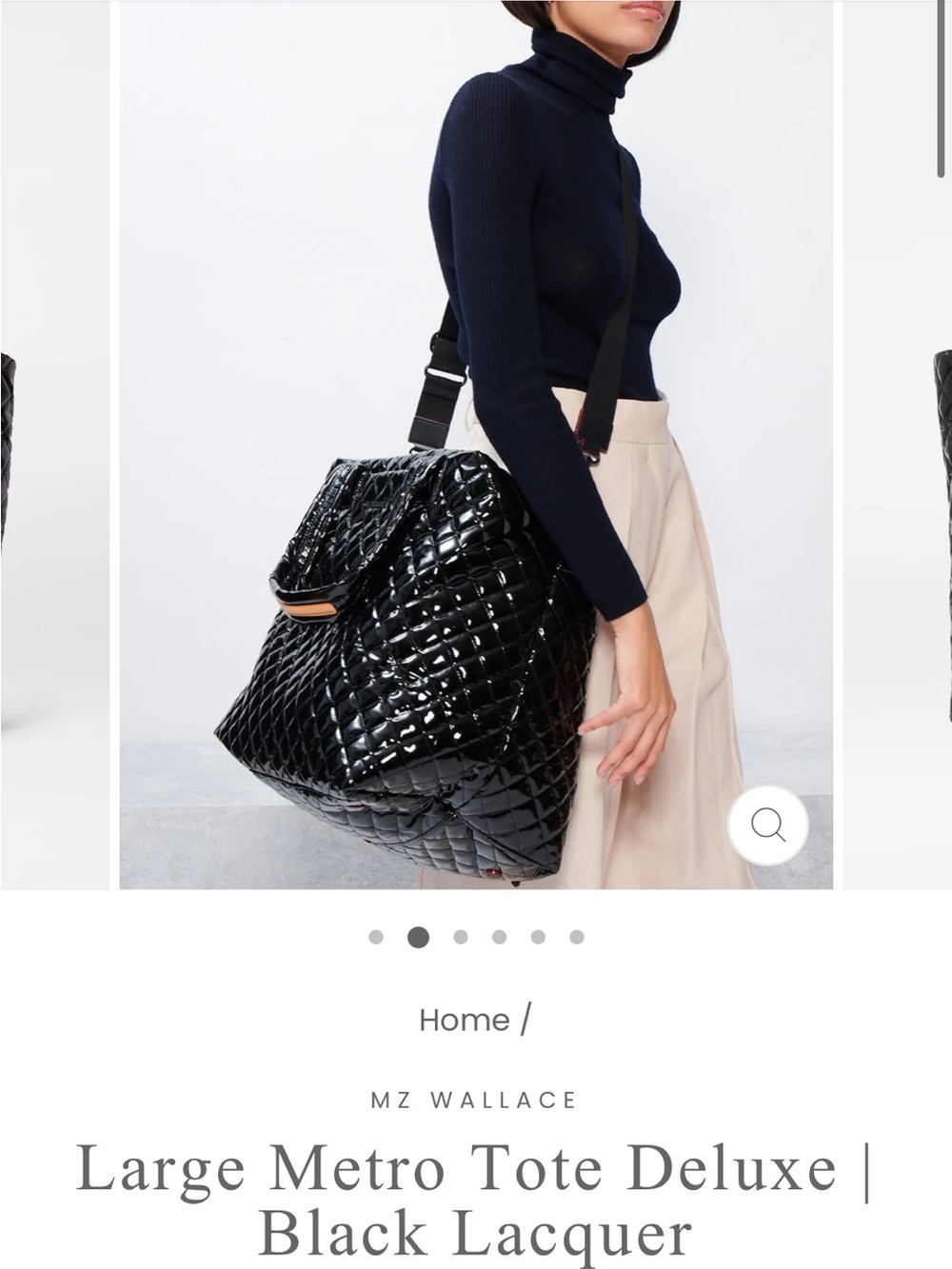 MZ Wallace Quilted Lacquer Tote in Black - Picture 2 of 12